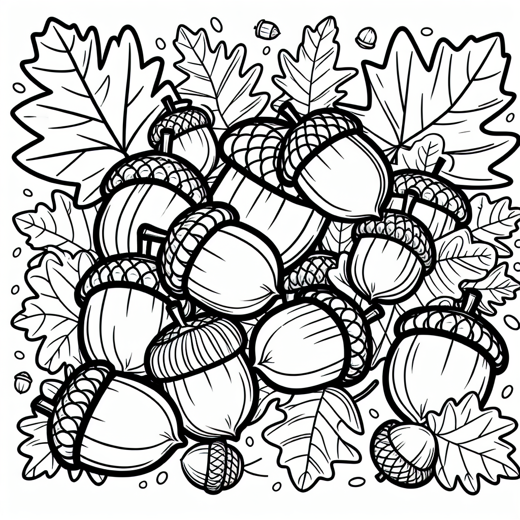 Acorns and Leaves coloring page