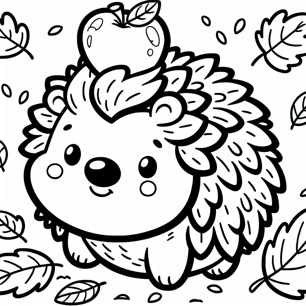 Hedgehog in Leaves coloring page
