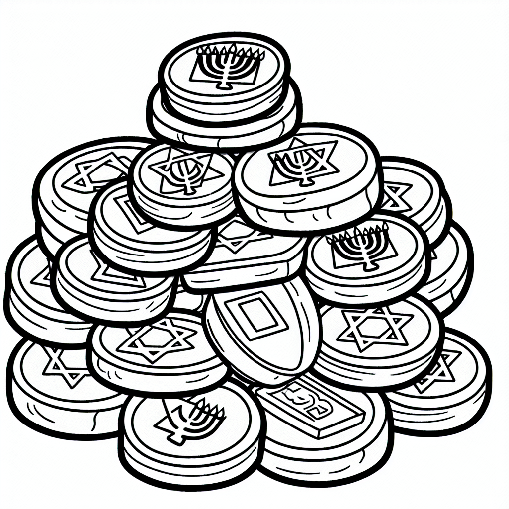Hanukkah Gelt Coins coloring page