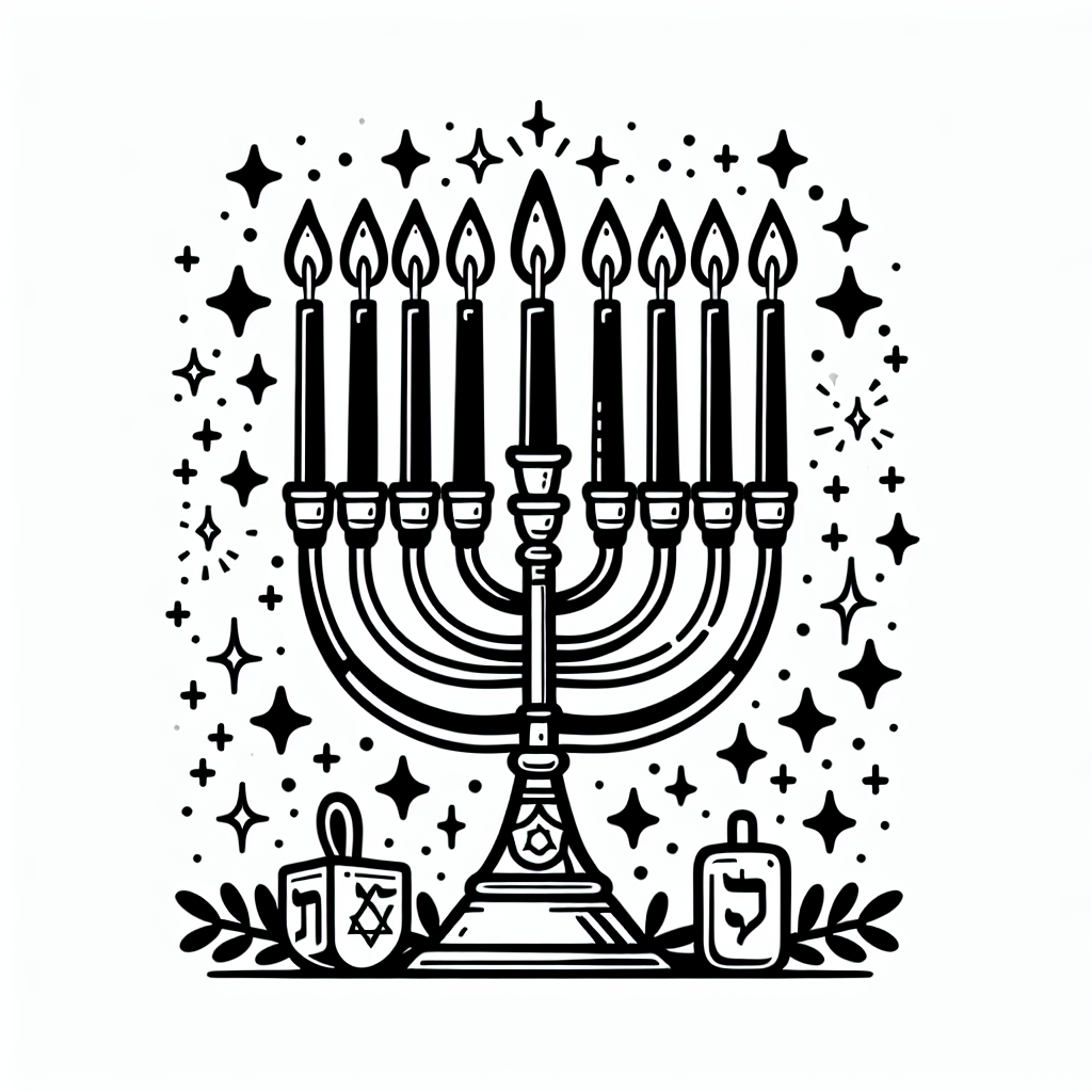 Hanukkah Menorah coloring page