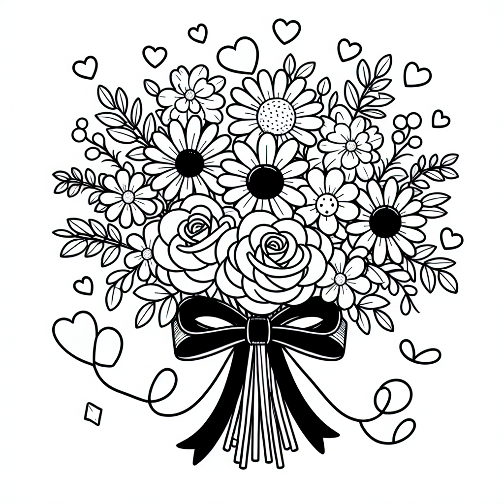Flower Bouquet for Mom coloring page