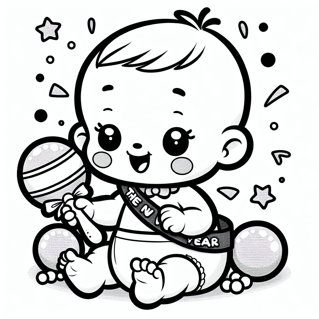 New Year Baby coloring page