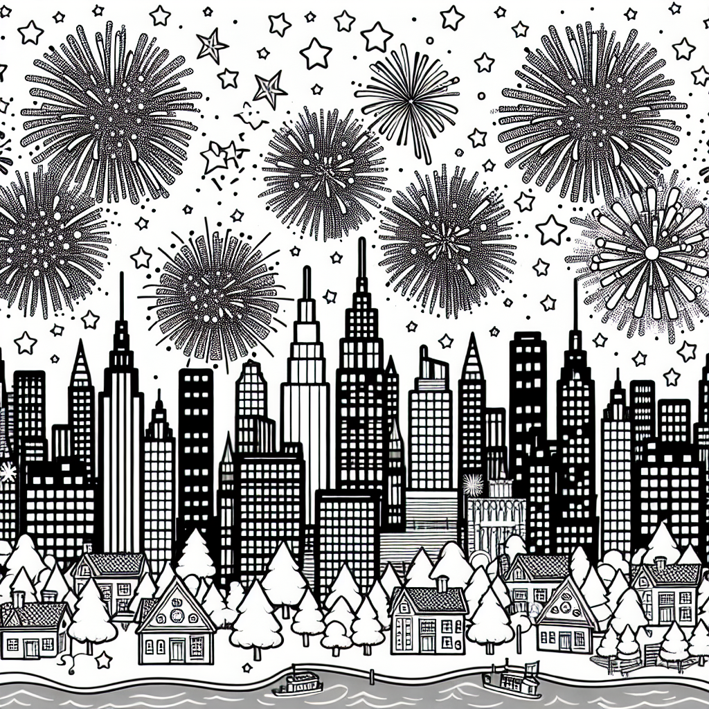 Fireworks coloring page