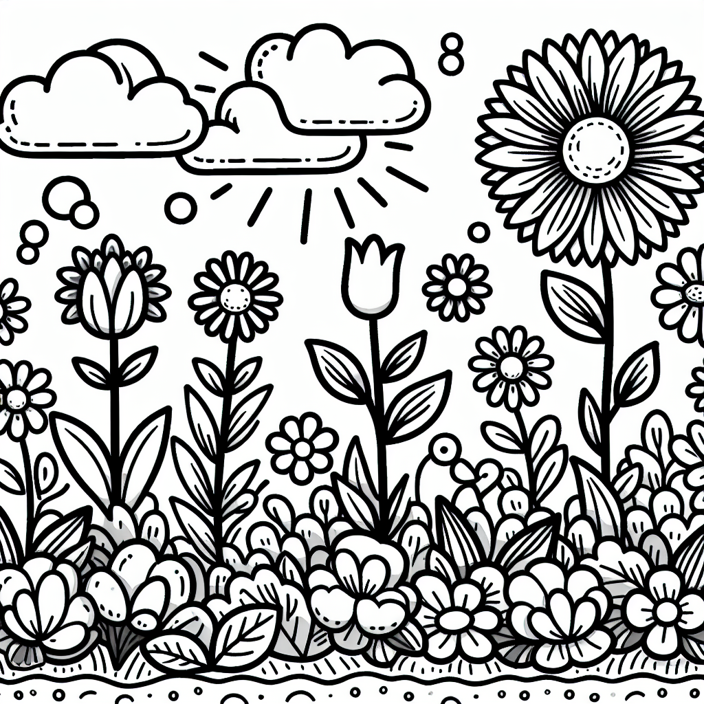 Spring Flowers coloring page