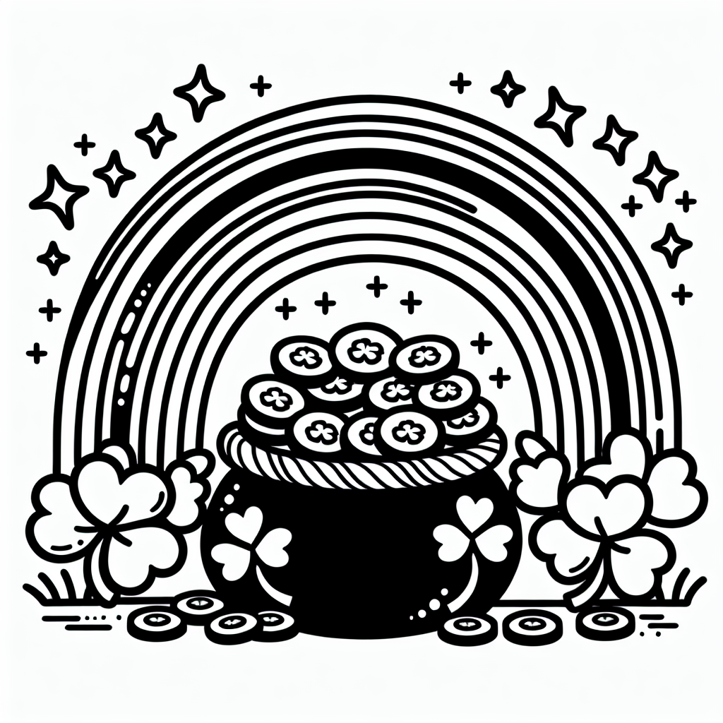 Rainbow and Pot of Gold coloring page